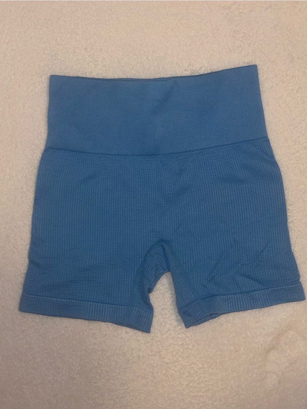 Colsie Ribbed High-Waist Shorts - Bright Blue